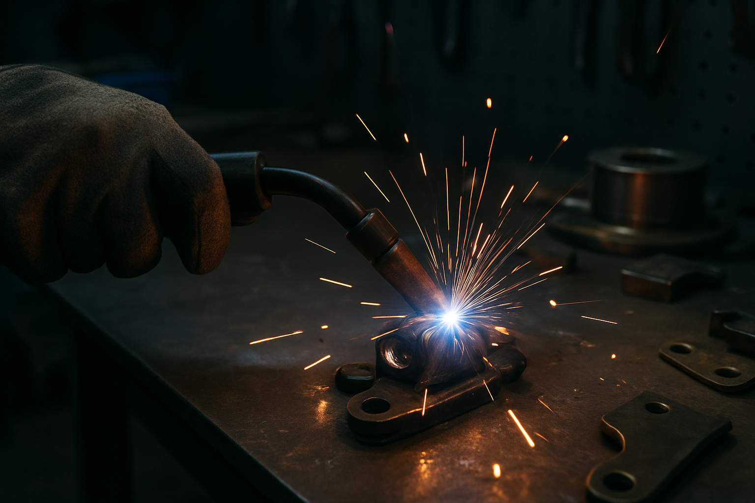 small welding job on a vehicle part.